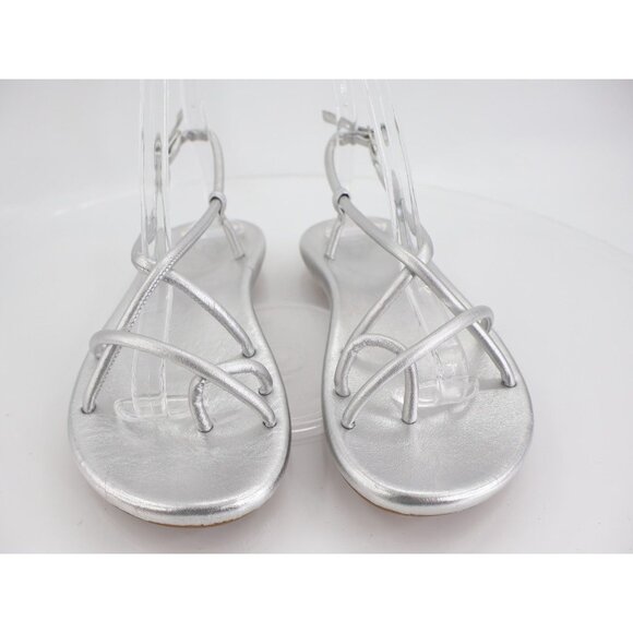 Olukai Waiau Sandal Women Size 5 Silver Metallic Leather Slingback Strappy Thong - Picture 3 of 9